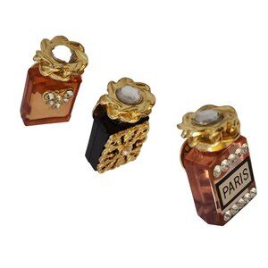 Vintage Super Cute Acrylic Set of 3 Perfume Bottle Tackpins (A3572)